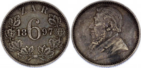South Africa 6 Pence 1897
KM# 4; Silver; XF