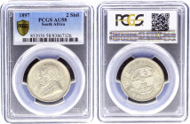 South Africa 2 Shillings 1897 PCGS AU 58
KM# 6; Silver