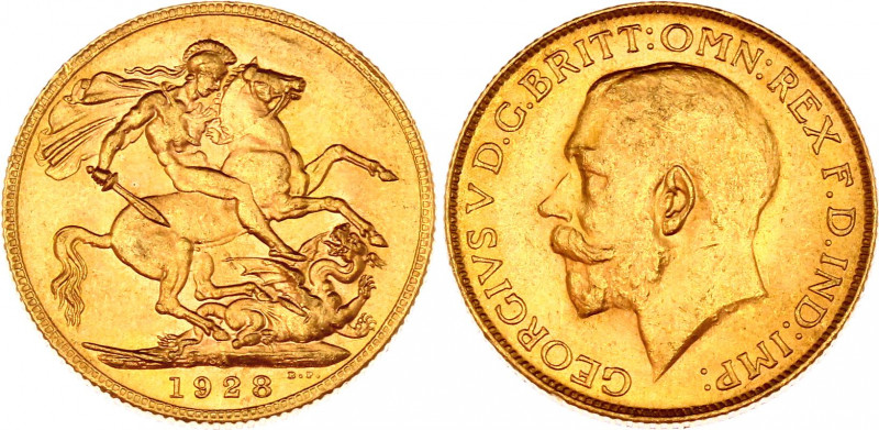 South Africa Sovereign 1928
KM# 21; Gold (.917) 7,91g.; George V; Pretoria mint...