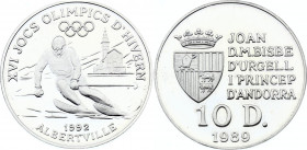 Andorra 10 Diners 1989
KM# 55; Silver, Proof; 1992 Winter Olympics