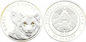 Belarus 20 Roubles 2007
KM# 167; Silver (.999) 31.15 g., 38.6 mm., Proof; with 2 Swarowski crystals; wolf; with certificate