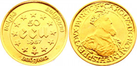 Belgium 50 Ecu 1987
KM# 167; Gold (.900) 17,10g.; 30th Anniversary - Treaties of Rome; Proof