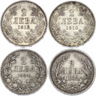 Bulgaria 4 x 2 Leva 1882 - 1912
Silver; Aleksandr I & Ferdinand I
