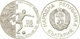 Bulgaria 25 Leva 1986
KM# 194; Silver, Proof; 1986 World Cup, Mexico