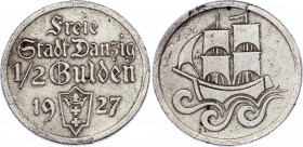 Danzig 1/2 Gulden 1927
KM# 144; Silver; XF