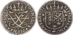 Denmark Holstein-Gottorp-Rendsborg 12 Skilling 1717 BH
KM# 6; Silver; Frederik IV; XF with edge defect