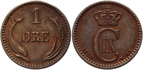 Denmark 1 Øre 1889 CS
KM# 792.1; Schön# 1; Copper 2,02g.; Christian IX; AUNC