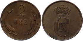 Denmark 2 Øre 1894 CS
KM# 793.2; Bronze 3,90g.; Christian IX; AUNC
