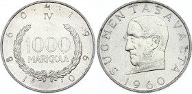 Finland 1000 Markkaa 1960
KM# 43; Silver; Markka Currency System Centennial - Snellman; UNC with mint luster