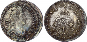 France 4 Sols / 2 Deniers 1693 M
Dy# 1519; Silver; Louis XIV; with nice toning