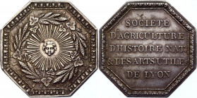 France AR Jeton (ND) 
Silver 11,97g.; Obv: Head in center, sunbeams and wreaths around / Rev: SOCIÉTÉ D'AGRICULTURE D'HISTOIRE NAT. & DES ARTS UTILEs...