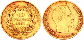 France 10 Francs 1859 A
KM# 784.3; Gold (.900) 3,15g.; Napoleon III; 2nd Empire; Mint: Paris; XF-AUNC