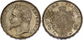 France 5 Francs 1868 BB
KM# 799; Silver; Napoleon III; UNC