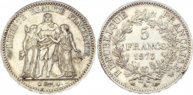 France 5 Francs 1873 A
KM# 820; Silver; UNC- with minor hairlines