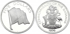Bahamas 5 Dollars 1976
KM# 67a; Silver, Proof; Elizabeth II