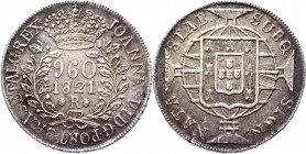 Brazil 960 Reis 1821 R
KM# 326.1; Silver 26.75 g.; João VI; VF-XF