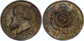 Brazil 1000 Reis 1885
KM# 481; Silver; Pedro II; Nice toning