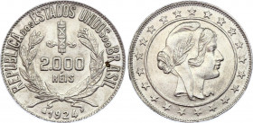 Brazil 2000 Reis 1924
KM# 526; Silver; UNC