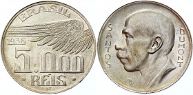 Brazil 5000 Reis 1936 
KM# 543; Silver 10,00g.; Aviation pioneer Alberto Santos Dumont; Mint luster; UNC