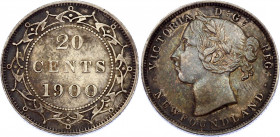 Canada Newfoundland 20 Cents 1900
KM# 4; Silver; Victoria; XF
