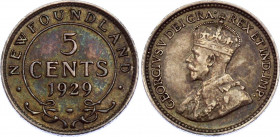 Canada Newfoundland 5 Cents 1929
KM# 13; Silver; George V; with amazing toning