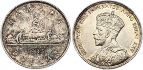 Canada 1 Dollar 1935
KM# 30; Silver; 25th Anniversary of the Reign of King George V; AU-UNC