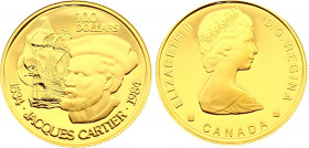 Canada 100 Dollars 1984 (ND)
KM# 142; Gold (.917) 16,73g.; Elizabeth II; 450th Anniversary - Jacques Cartier's 1st Expedition; Proof