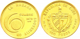 Cuba 100 Pesos 1979
KM# 45; Gold (.900) 11,90g.; Nonaligned Nations Conference; Proof