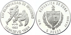 Cuba 5 Pesos 1983
KM# 108; Silver, Proof; Mintage 5000 pcs only!; Winter Olympic Games – Winter Olympics Sarajevo '84