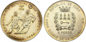 Cuba 5 Pesos 1990
KM# 216; Silver; Football