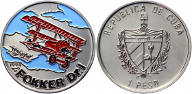 Cuba 1 Peso 1994 
KM# 518; Nickel Bonded Steel 12,70g.; German Fokker Dr.I multicolor; UNC