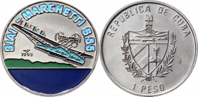 Cuba 1 Peso 1995 
KM# 522; Nickel Bonded Steel 12,70g.; Multicolored SIAI Marchetti Seaplane; UNC