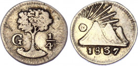 Central American Republic Guatemala 1/4 Real 1837 G
KM# 1; Silver; VF+