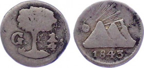 Central American Republic Guatemala 1/4 Real 1843
KM# 1; Silver