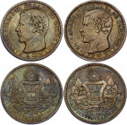 Guatemala 2 x 4 Reales 1865 - 1867 R
KM# 140, 144; Silver; Rafael Carrera; with amazing toning