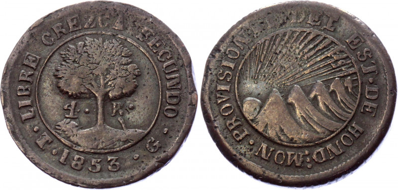 Honduras 4 Reales 1853 TG
KM# 20c; Silver; XF-