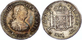 Mexico 1/2 Real 1806 TH
KM# 72; Silver; Carlos IV; XF+