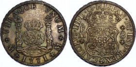 Mexico 8 Reales 1771 FM
KM# 105; Silver; Carlos III; AUNC