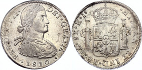 Mexico 8 Reales 1810 Mo HJ
KM# 110; Silver; Fernando VII; UNC full mint luster, minor hairlines