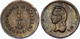 Mexico 1/4 Real 1842 Zs LR
KM# 368.8; Silver; "Quarto/Quartilla" Federal Coinage; XF