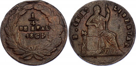 Mexico 1/4 Real 1865
KM# 344; "Quarto/Quartilla"; Chihuahua