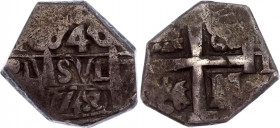 Peru 4 Reales 1701 - 1728 (ND)
KM# 33; Silver; Felipe V; Unreadable date & mintmark