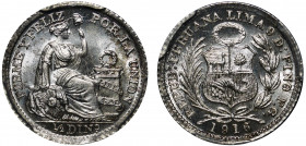 Peru 1/2 Dinero 1916 FG PCGS MS67
KM# 206.2; Silver 15.5 mm; Nice Patina; Very High Grade