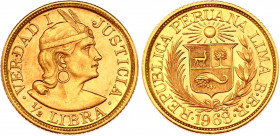 Peru 1/2 Libra 1968 BBR
KM# 209; Gold (.917) 3,95g.; UNC Prooflike