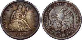 United States 20 Cents 1875 CC
KM# 109; Silver; "Seated Liberty"; UNC with nice toning