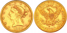 United States 5 Dollars 1886 S
KM# 101; Gold (.900) 8,28g.; Half Eagle - Coronet Head; AUNC