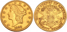 United States 20 Dollars 1888 S
KM# 74.3; Gold (.900) 33,01g.; Double Eagle - Coronet Head; XF