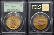 United States 20 Dollars 1922 PCGS MS62
KM# 131; Gold (.900) 33,44g; Double Eagle; UNC.