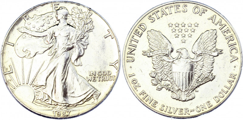 United States 1 Dollar 1987
KM# 273; Silver 1 Oz.; American eagle