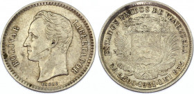 Venezuela 1/2 Bolivar 1921
Y# 21; Silver; XF